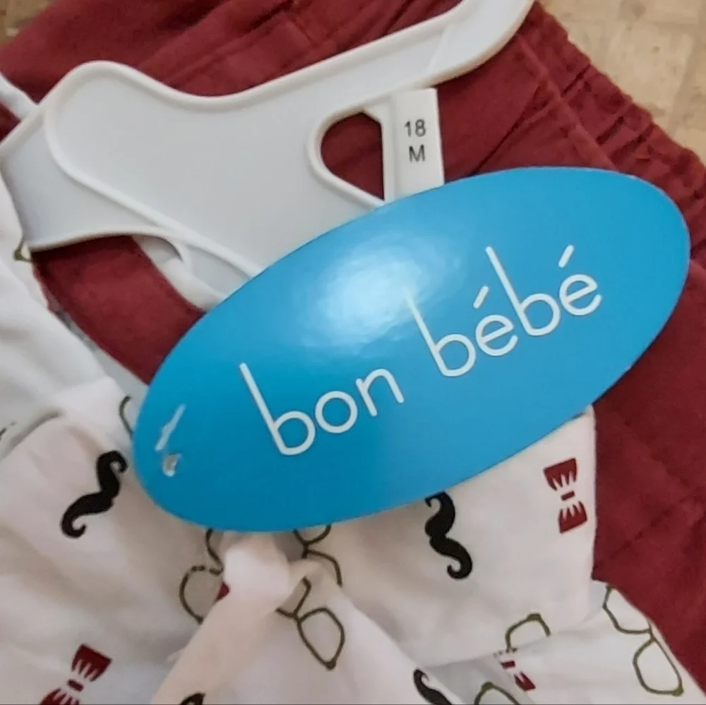NWT Bon Bebe 2 Pc Mr. Mustache  Shirt & Pant Set ~sz 18M
